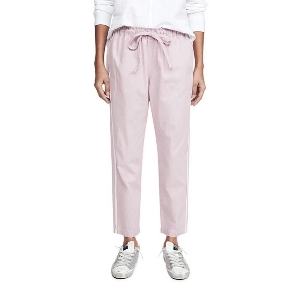 XIRENA Rex Pull On Pant White Side Stripe 100% Cotton Lavender Purple SMALL